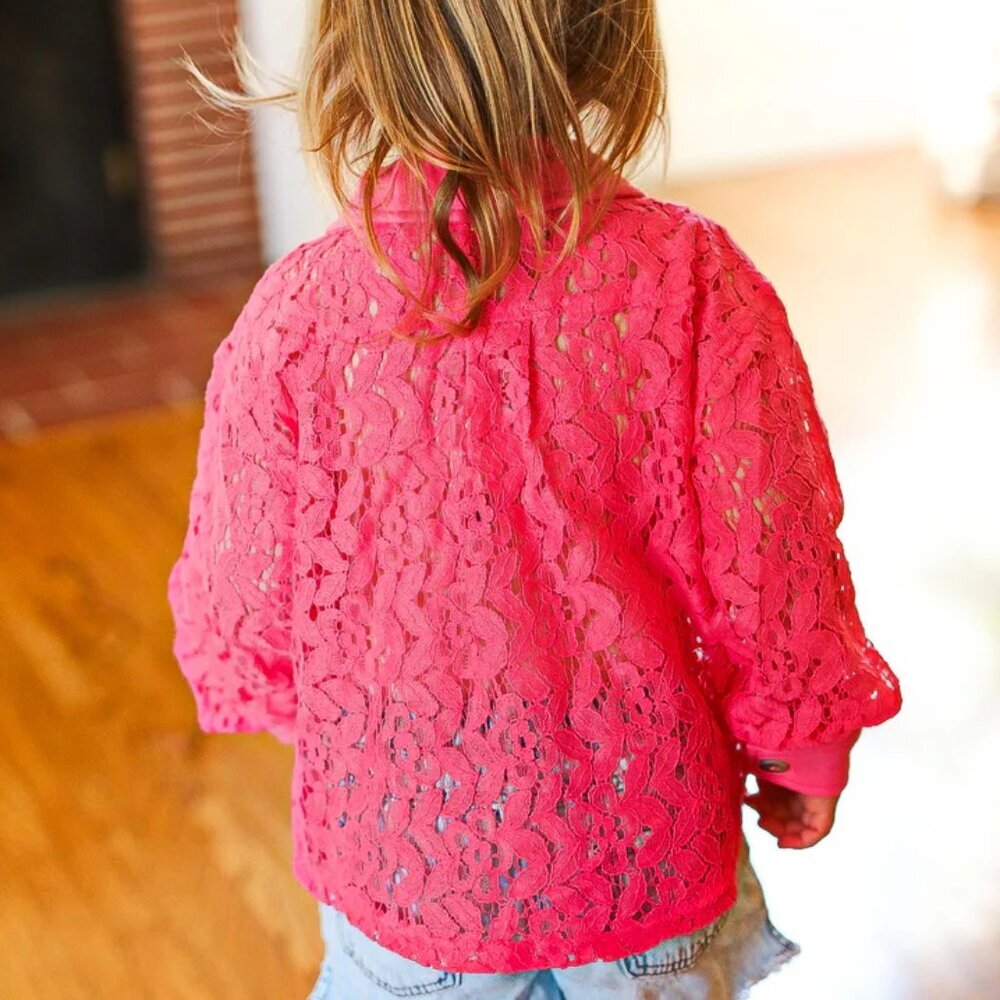 NWT Size Small-Rose Cotton Floral Lace Button Down Top - Picture 4 of 4